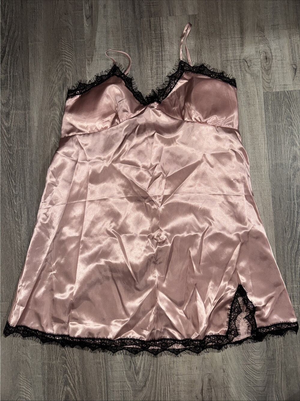 Womens 5 Piece Lingerie Set Champagne Pink Black Lace Medium Cosplay